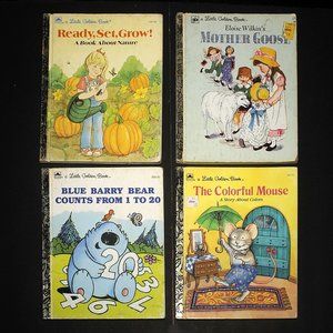 VTG Little Golden Books Lot of 4 Learning Teaching Counting Mother Goose 70s 90s